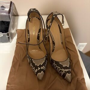 Gianvito Rossi Black and Cream Snake Print Heels